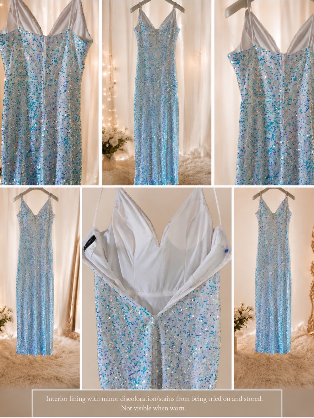 B. Smart Iridescent Blue Sequin Prom Gown